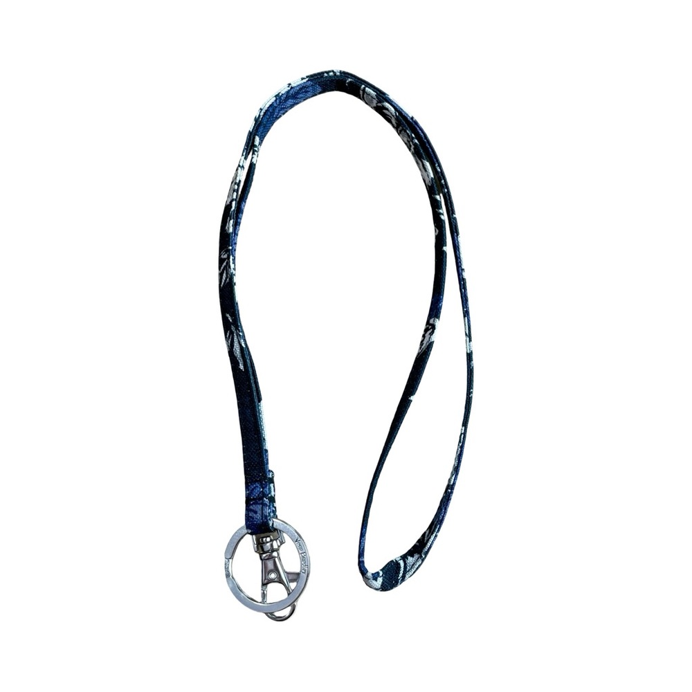 Vera Bradley Frosted Floral Lighten Up Lanyard – Black, Navy & White